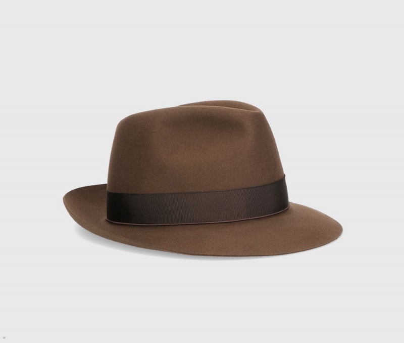 Chapeau Feutre Borsalino Beaver Medium Brim Marron Foncé | NGK-42422814