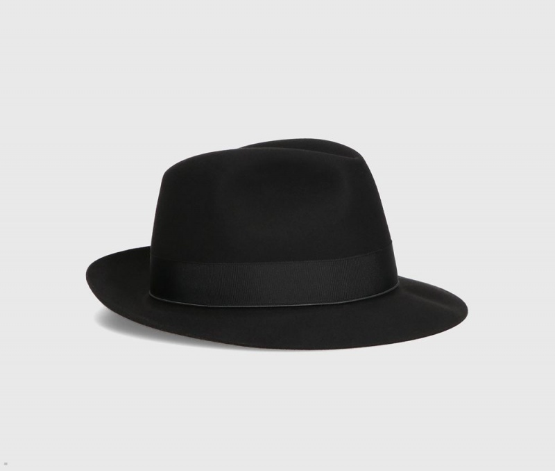 Chapeau Feutre Borsalino Beaver Medium Brim Noir | FMN-59559654