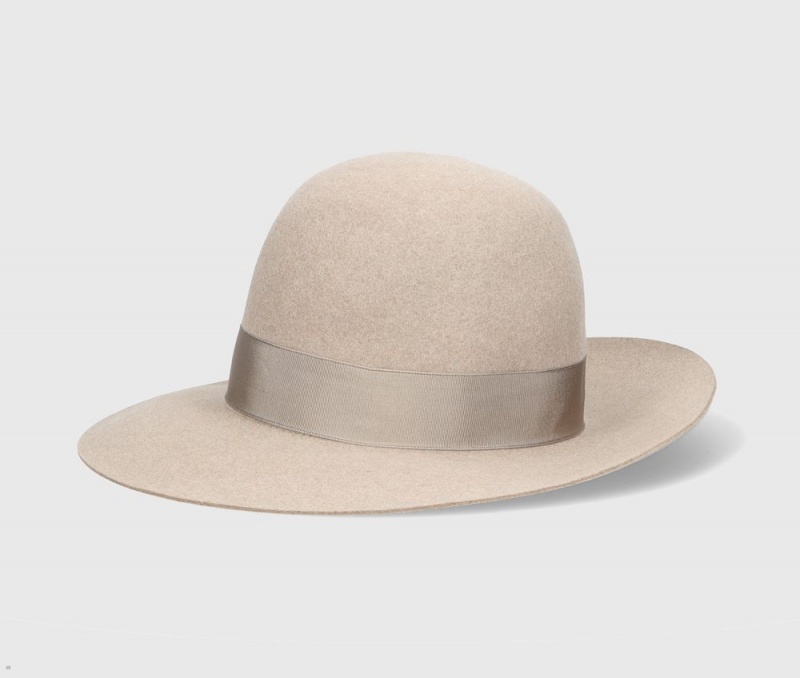 Chapeau Fedora Borsalino Eleonora Folar Large Brim Beige | NXD-22330463