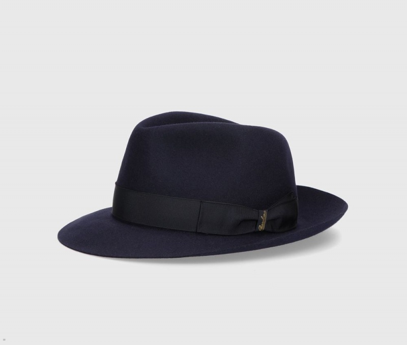 Chapeau Fedora Borsalino 50 Grams S.Q. Felt Bleu Marine | JID-30116993