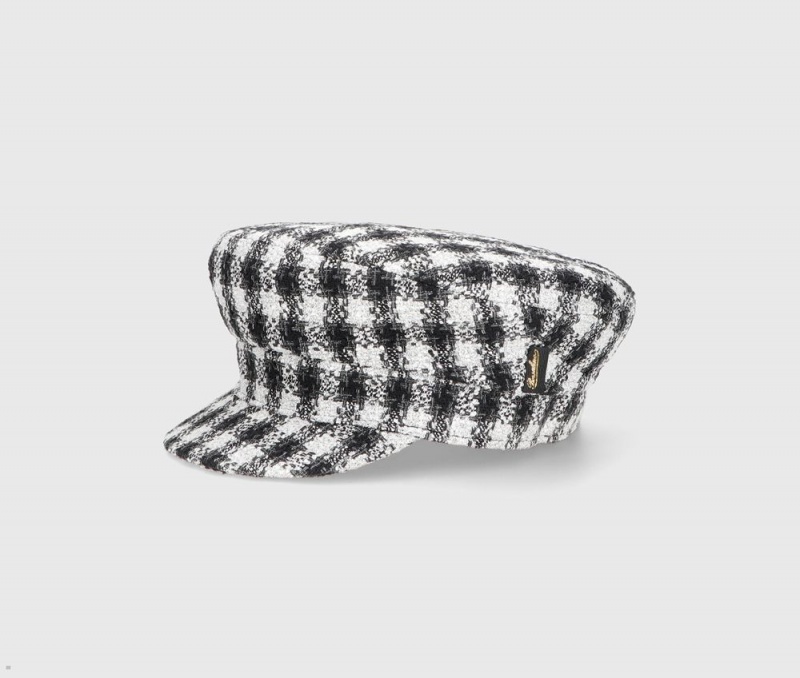 Casquette De Marin Borsalino Baker Boy Blanche Noir | KUH-86304639