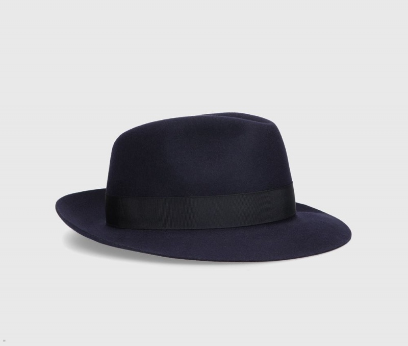 Chapeau Fedora Borsalino 50 Grams S.Q. Felt Bleu Marine | JID-30116993