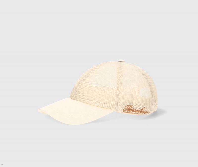 Casquette De Baseball Borsalino In Mesh Fabric Beige | BIE-77647879