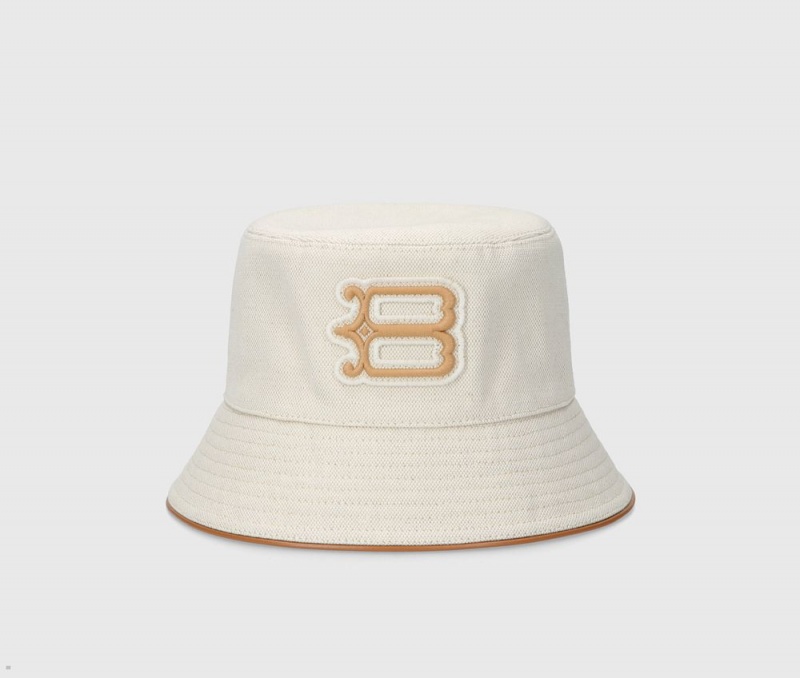 Chapeau Bucket Borsalino A Cuir-Trimmed Visor Blanche | DFZ-16799587