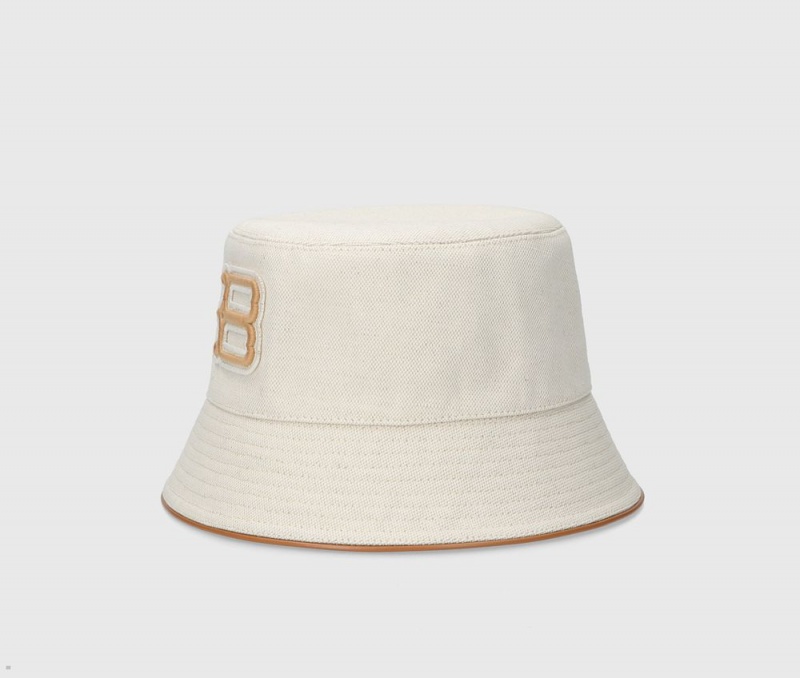 Chapeau Bucket Borsalino A Cuir-Trimmed Visor Blanche | DFZ-16799587