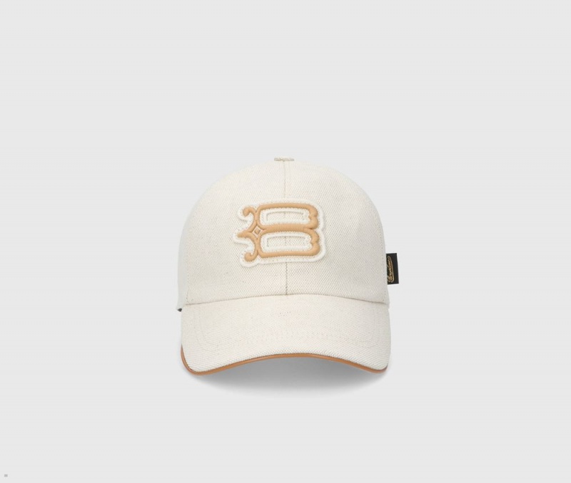 Casquette De Baseball Borsalino A Cuir-Trimmed Visor Blanche | XNN-98600020