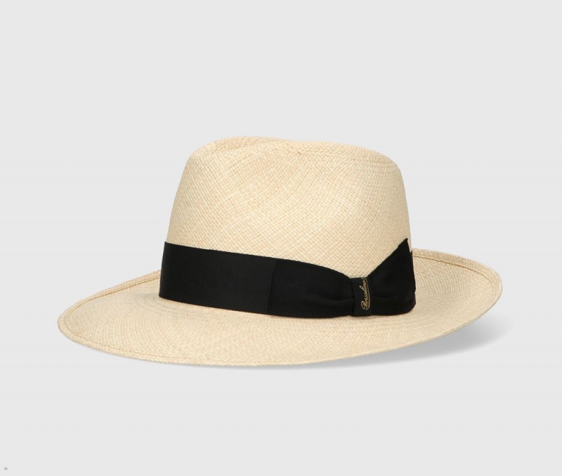 Chapeaux De Paille Borsalino Amedeo Panama Quito Larges Brim Noir | MLY-75765186