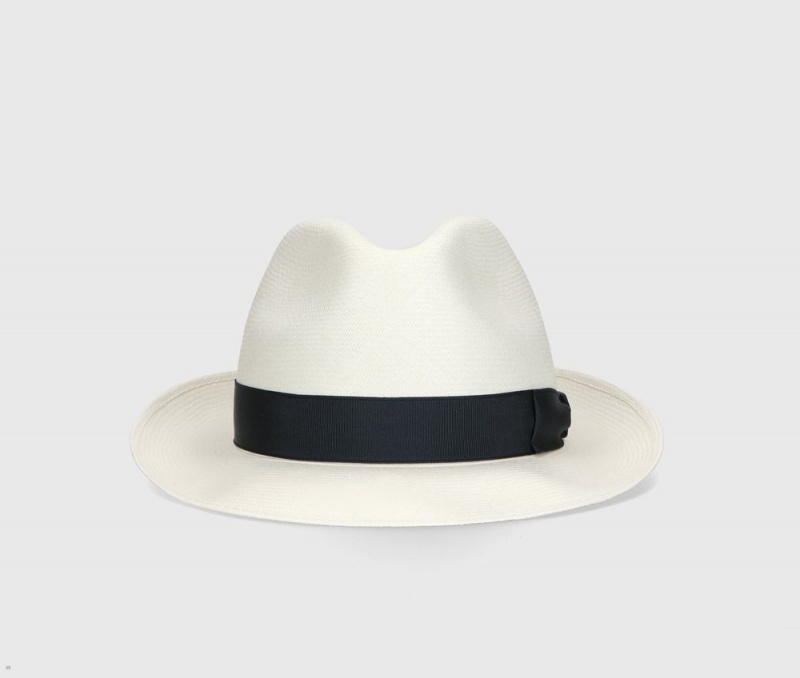 Chapeaux De Paille Borsalino Fidel Panama Extrafine Medium Brim Blanche Grise | ABB-19517614