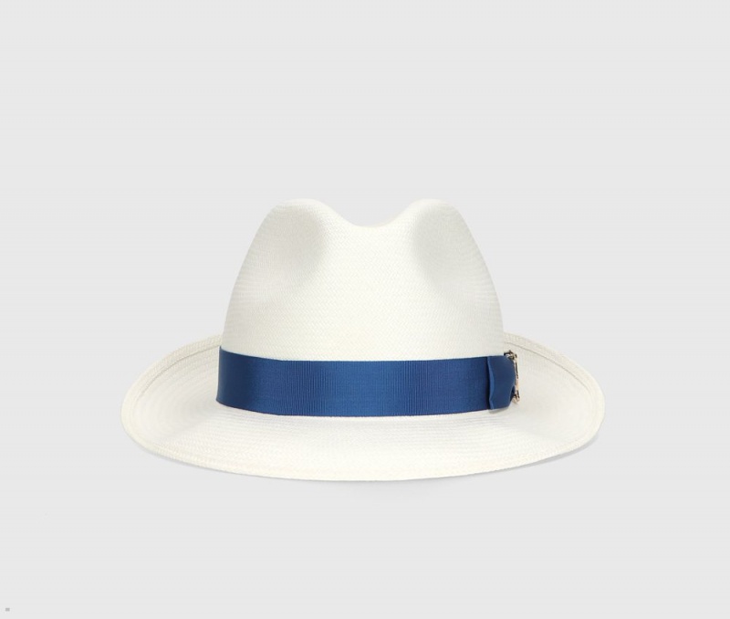 Chapeaux De Paille Borsalino Federico Panama Fine Medium Brim With Boucle Bleu | UUS-93723604