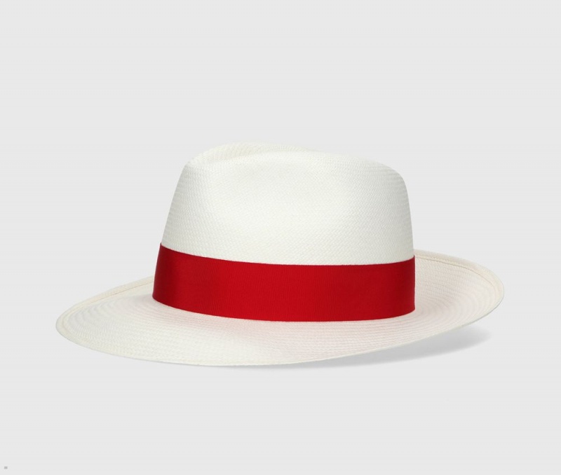 Chapeaux De Paille Borsalino Giulietta Panama Fine Larges Brim Rouge | YUM-10309302