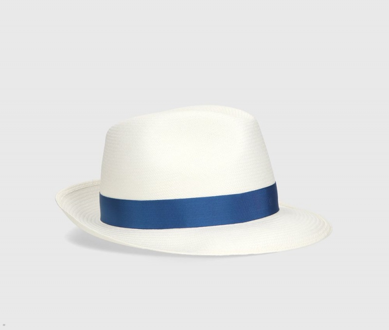 Chapeaux De Paille Borsalino Federico Panama Fine Medium Brim With Boucle Bleu | UUS-93723604