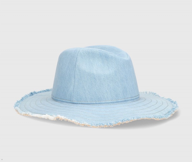 Chapeau Bucket Borsalino Denim Fedora Bleu | EBU-35166152