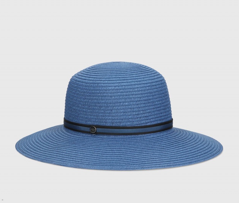 Chapeaux De Paille Borsalino Giselle Braided Papier Bleu | CLA-66253095