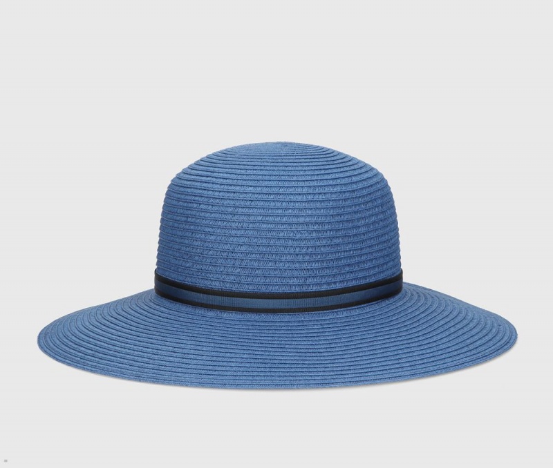 Chapeaux De Paille Borsalino Giselle Braided Papier Bleu | CLA-66253095